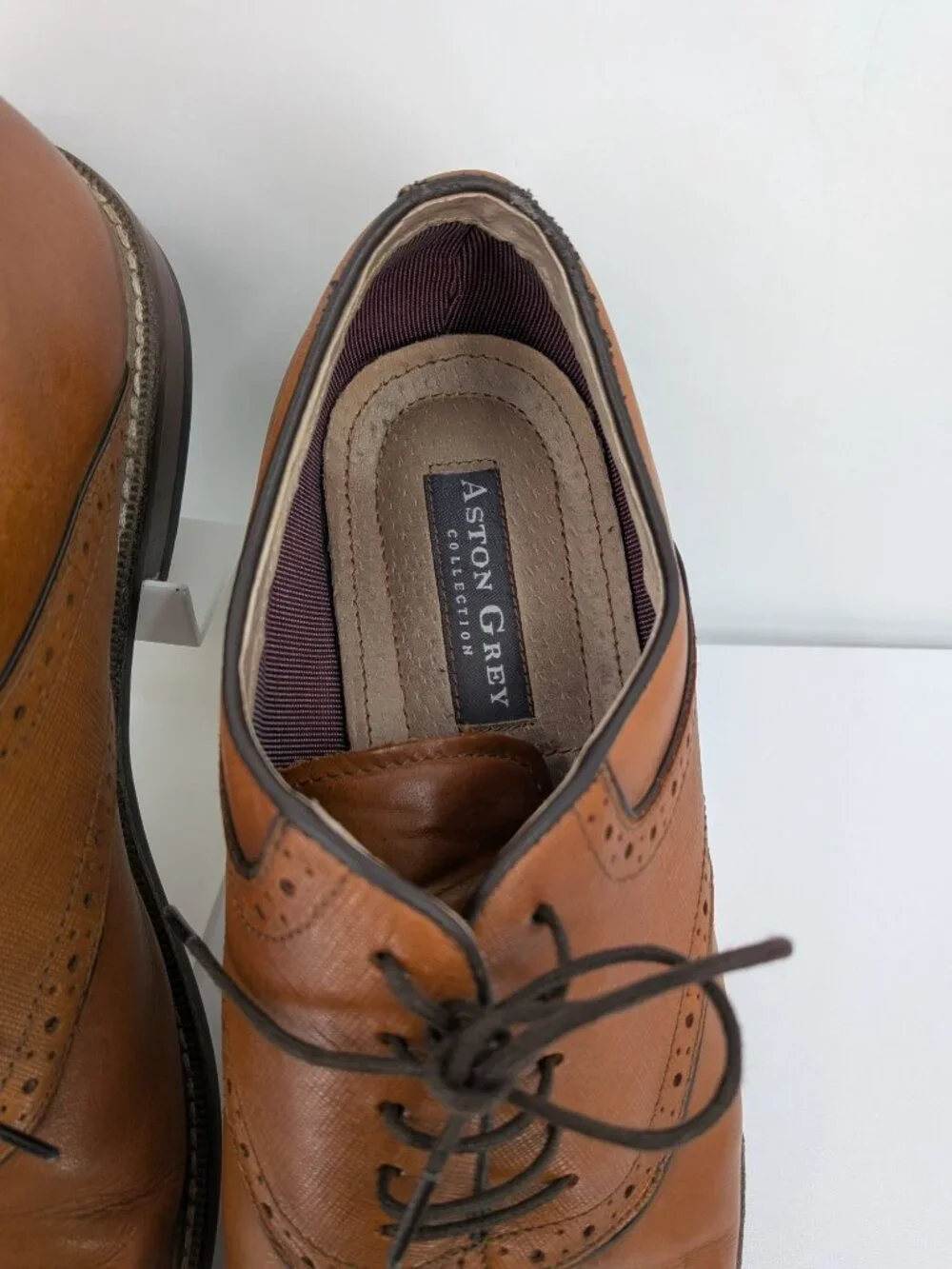 Aston Grey Leather Oxford Dress Shoes Ybilia Brown Business Casual Formal Sz 9.5